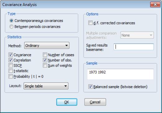 correlation matrix eviews