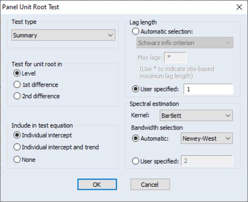 Eviews Help Panel Unit Root Testing