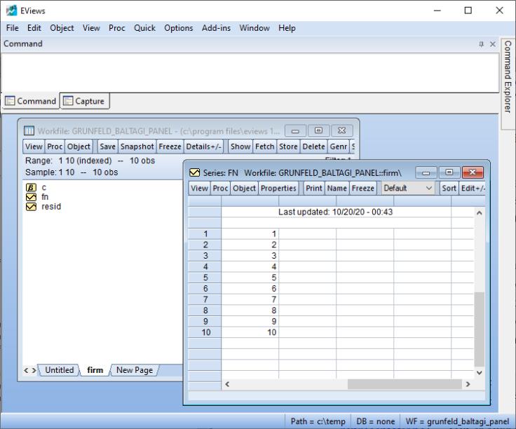 Eviews Help Working With Panel Data