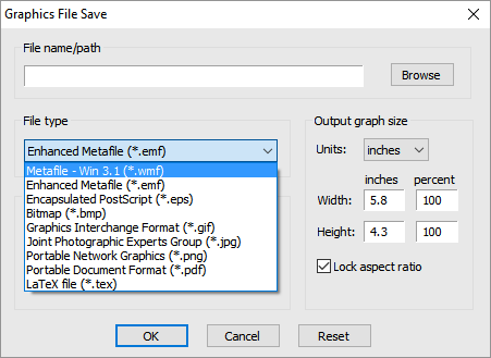 Export graphs in a variety of formations.