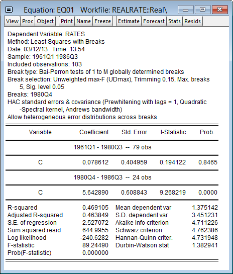 Breakpoint Regression Output