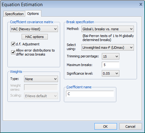 Breakpoint Regression Options