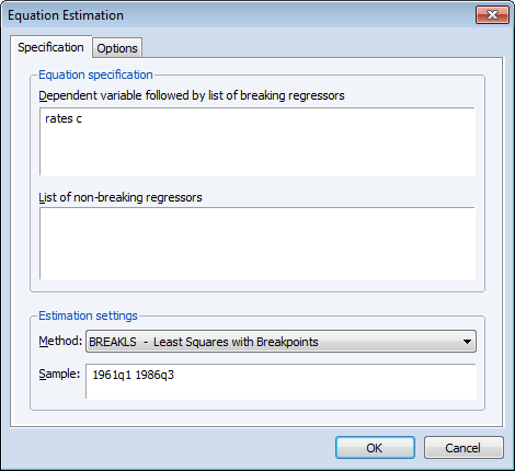 how create residuals after perron 1989 break test in eviews 9