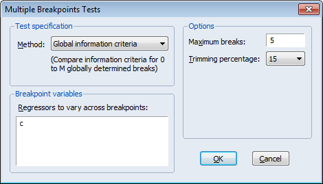 how create residuals after perron 1989 break test in eviews 9