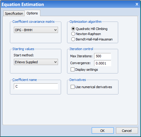 Heckman Selection MLE Options