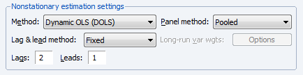 Panel Cointegration DOLS Specification